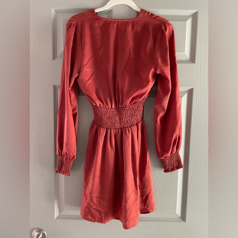 RESA Deep Red Long Sleeve Dress - Picture 2 of 4